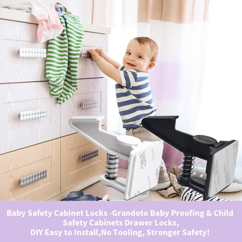 Baby Safety Cabinet Locks 12 Pack Black-GRANDOTO Children Cabinet Baby Safety Locks Latches for Cabinet & Drawers - NewNest Australia