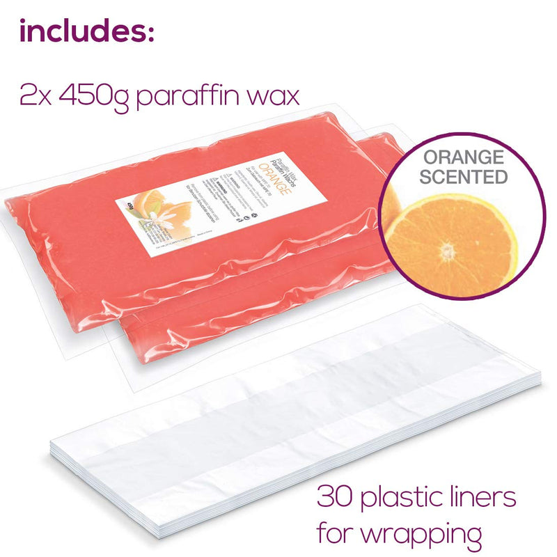 Beurer Wax Set for MP70 Paraffin Bath | 2 x 450g Paraffin Wax | 30 Plastic Bath Liners | Delicious Orange-Scented Wax | for Supple Skin on Your Hands, feet and Elbows Replacement Set - NewNest Australia