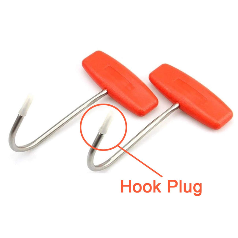 NewNest Australia - TIHOOD 2PCS Meat Hooks for Butchering,T Shaped Boning Hooks with Handle 6 inch Stainless Steel Butcher Shop Tool Kit (Orange x2) Orange X2 