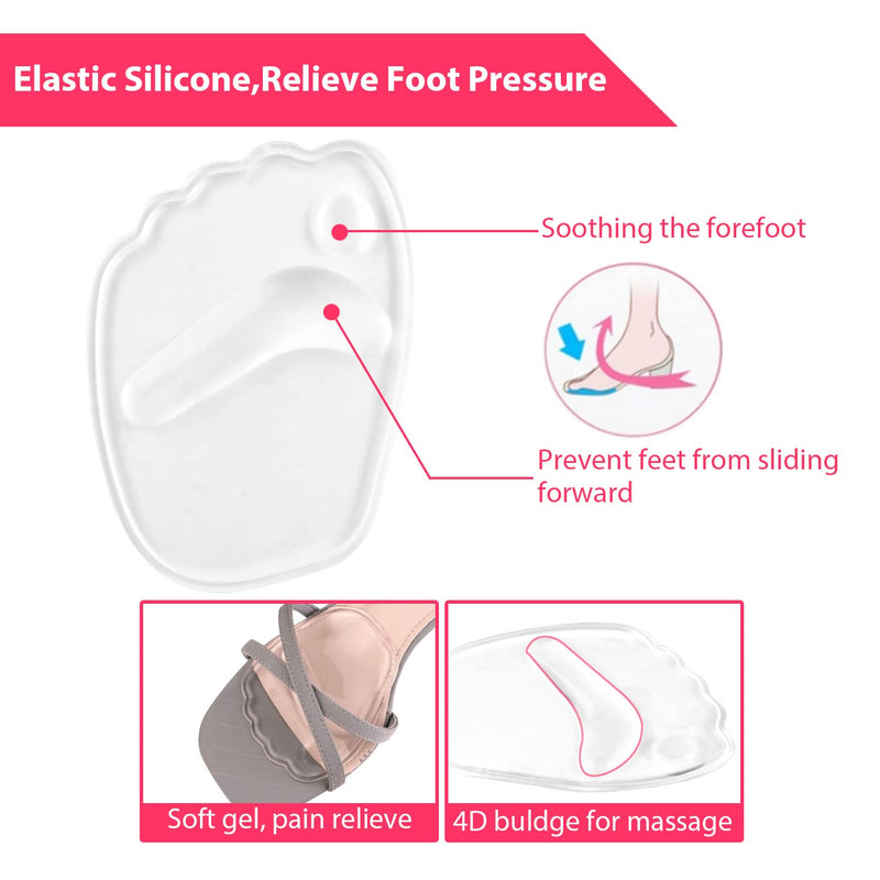 Gel Ball of Foot Cushion, 3 Pairs High Heels Shoes Inserts Forefoot Pads Foot Pain Relief Metatarsal Pads Reusable Ball of Foot Cushion for Women (Transparent 3 Pairs) Transparent 3 Pairs - NewNest Australia