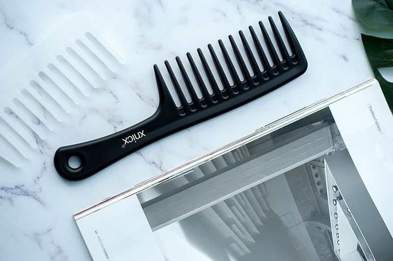 xnicx Wide Tooth Comb Afro Comb Detangling Hair Brush Wide Comb Detangler Comb Paddle Hair Comb Care Handgrip Comb-Best Styling Comb for Long, Wet or Curly Hair-Improve Blood Circulation Black Black Wide Tooth Comb - NewNest Australia