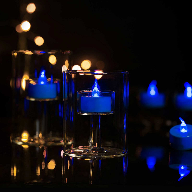 LANKER 24 Pack LED Tea Lights Candles – Flickering Flameless Tealight Candle – Long Lasting Battery Operated Fake Candles – Decoration for Wedding, Halloween and Christmas (Blue - 24pcs) Blue - 24pcs - NewNest Australia