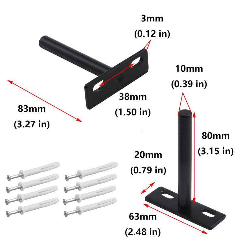 Antrader Solid Steel Matte Black Floating Shelf Brackets, 3-Inch Rustproof Blind Shelf Supports (Small), Screws and Wall Plugs Included for DIY Project Set of 4 3 Inch - NewNest Australia