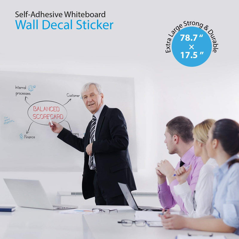 Extra Large Whiteboard Decal Sticker, Self-Adhesive Paper Message Board (6.5 FEET) Peel and Stick Wallpaper with 4 Dry Erase Markers, Size 17.7” X 78.7” - NewNest Australia