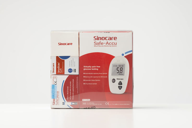 sinocare Diabetes Testing Kit / Blood Glucose Monitor Safe Accu Blood Glucose Sugar Test Kit [Upgraded version] with Strips x 50 & Case for UK Diabetics -in mmol/L - NewNest Australia