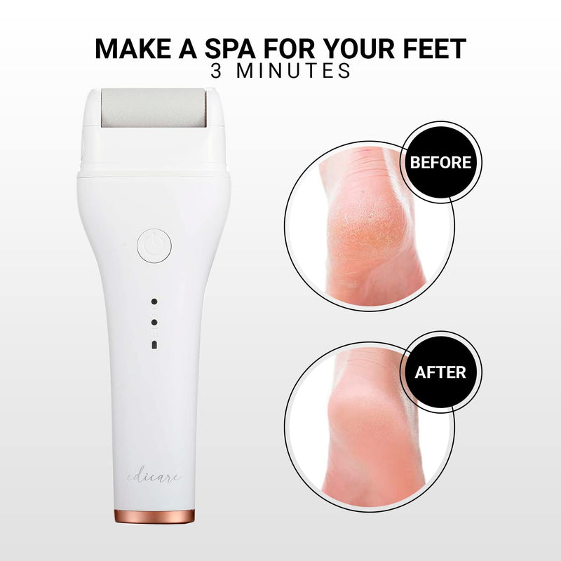 Edicare, Electric Foot File, Professional Pedicure Foot File For Men And Women, Ideal For Removing Hardness, Calluses And Skin, Waterproof, Usb Rechargeable, Foot Care (White) - NewNest Australia