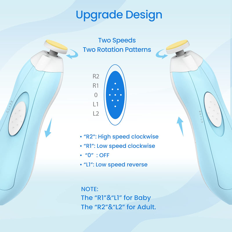 Baby Nail Filer and Baby Nail Clippers with Light Set, Lupantte Electric Infant Nail Trimmer Kit, Safe Baby Grooming Kit, for Newborn Toddler Kids Toes and Fingernails, Polish and Trim Blue - NewNest Australia