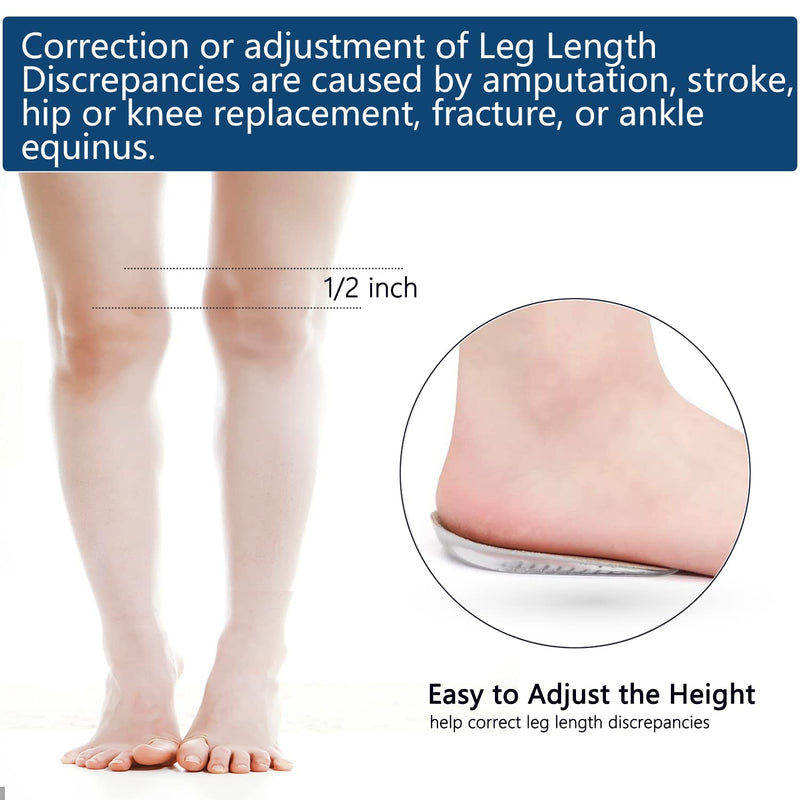 PrettSole Gel Heel Lifts, 1/2 Inch Height Increase Insoles for Leg Length Discrepancy - Large Shoe Lifts for Men, Shoe Inserts Comfort Half Foot Pads for Heel Pain - 1 Pair Large-1/2'(12mm) - NewNest Australia