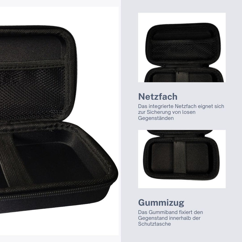 Protective bag hard case for razors shaving devices external dimensions 180 x 100 x 60 mm internal dimensions 175 x 95 x 58 mm shock protection integrated net and elastic band black (L) - NewNest Australia