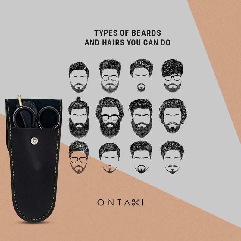 ONTAKI Premium Hand Forged Japanese Steel Hair Beard Mustache Scissors Cut Trim Groom Facial Hair Bangs (5.0 Black) - NewNest Australia