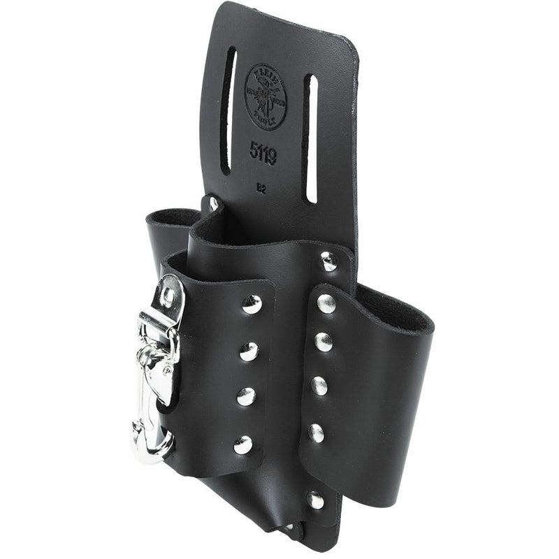 Klein Tools 5119 Tool Pouch, Multi Tool Holder with 4 Pockets and Knife Holder is Great for Electrician Gifts 4-Pocket Leather - NewNest Australia