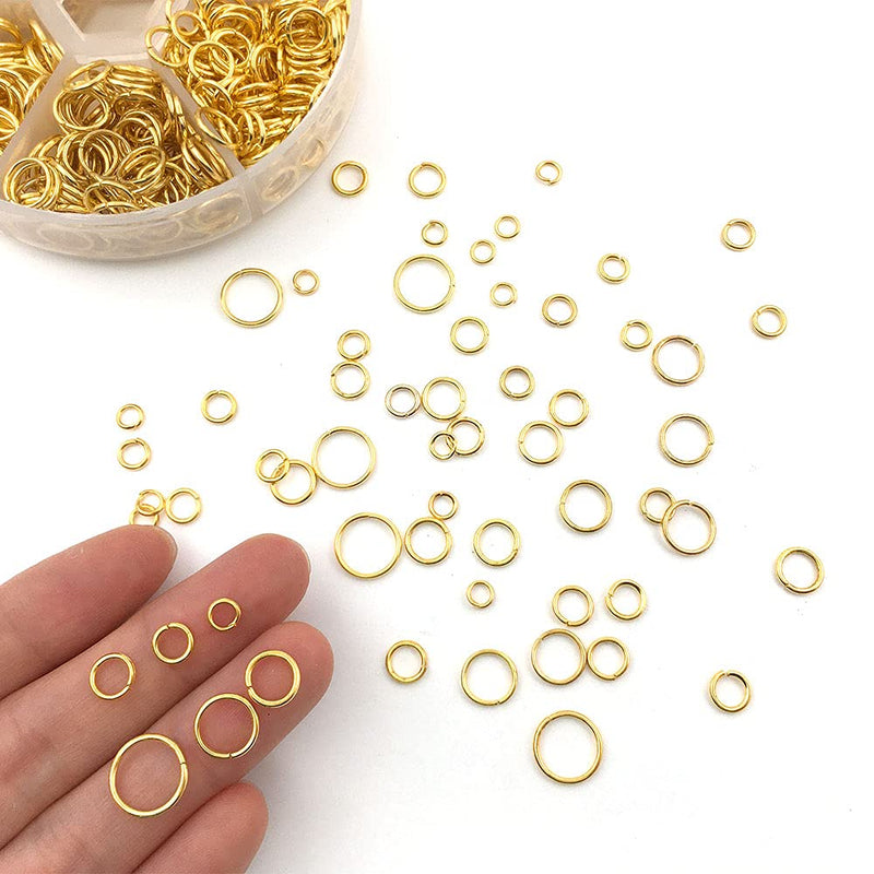 1500Pcs Mixed 6 Sizes Open Jump Rings,4mm 5mm 6mm 7mm 8mm 10mm Jump Ring Jewelry Keychain for Jewelry Making Accessories with 1Pcs Jump Ring Open/Close Tool and 1Pcs Storage Box (Gold) Gold - NewNest Australia