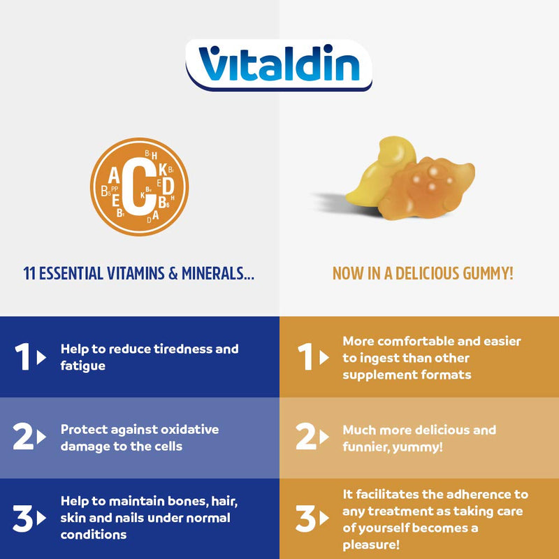VITALDIN Kids Multivitamin Gummies – Food Supplement for Children with 11 Essential Vitamins & Minerals – 70 Chewable Gummies (1-Month Supply); Fruit Flavour – Vitality & Immune System – Gluten Free - NewNest Australia