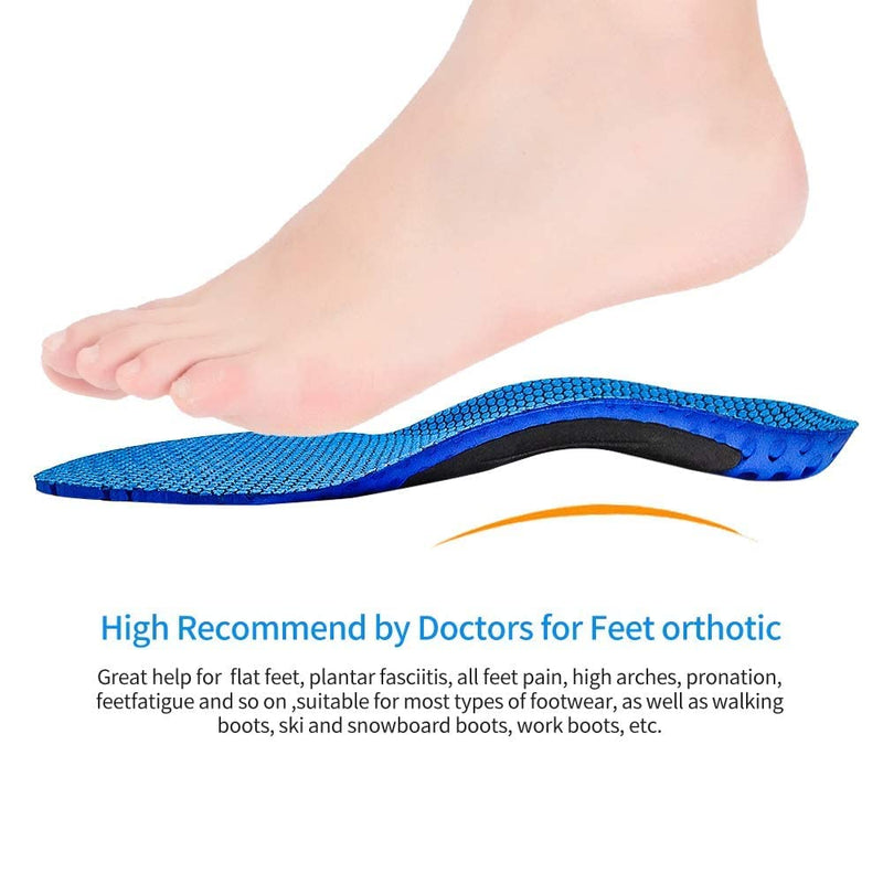 Orthotic Insoles Full Length with Arch Supports Orthotic Inserts for Flat Feet, Shoe Insoles for Plantar Fasciitis, Feet Pain, Comfort Lightweight Insoles 10/13.5 UK Blue - NewNest Australia