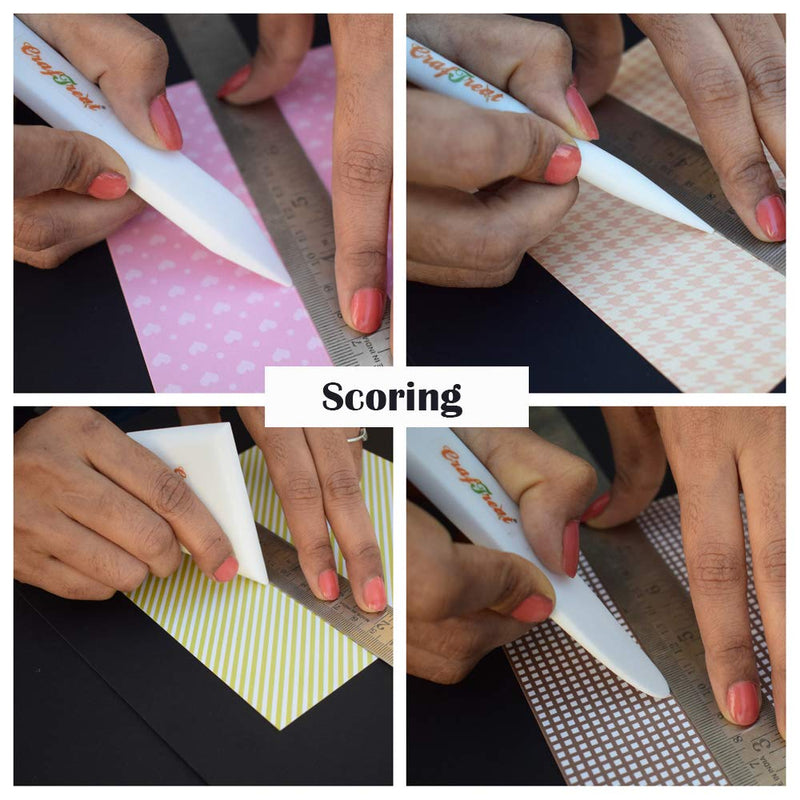 CrafTreat Teflon Bone Folder and Scoring Tool Set - Large, Ergo Square, Lifter and Burnisher - Paper Scorer, Card Folder, Binding Tool, Leather Burnisher - Smooth, Non Stick, Ergonomic Craft Tool - NewNest Australia