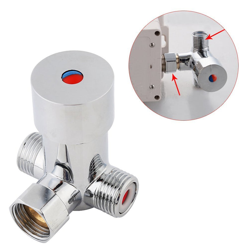 G1/2 Hot Cold Water Mixing Valve Solid Brass Thermostatic Mixer Temperature Control for Bathroom Automatic Sensor Touchless Faucet - NewNest Australia