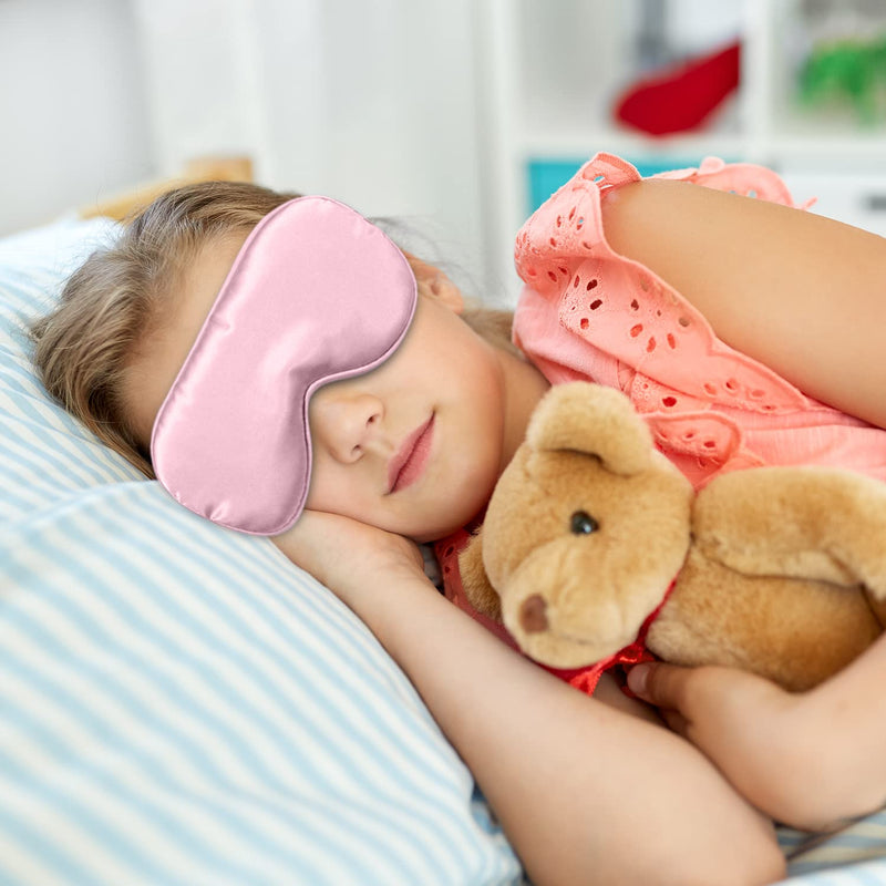 Sleep Mask for Women Men, Silk Eye Mask Super Soft Eye Masks with Adjustable Elastic Strap Both Sides Blackout with Cloth Bag for Travel Yoga Nap Meditation Y4-SMZGYZ(Pink) Pink - NewNest Australia