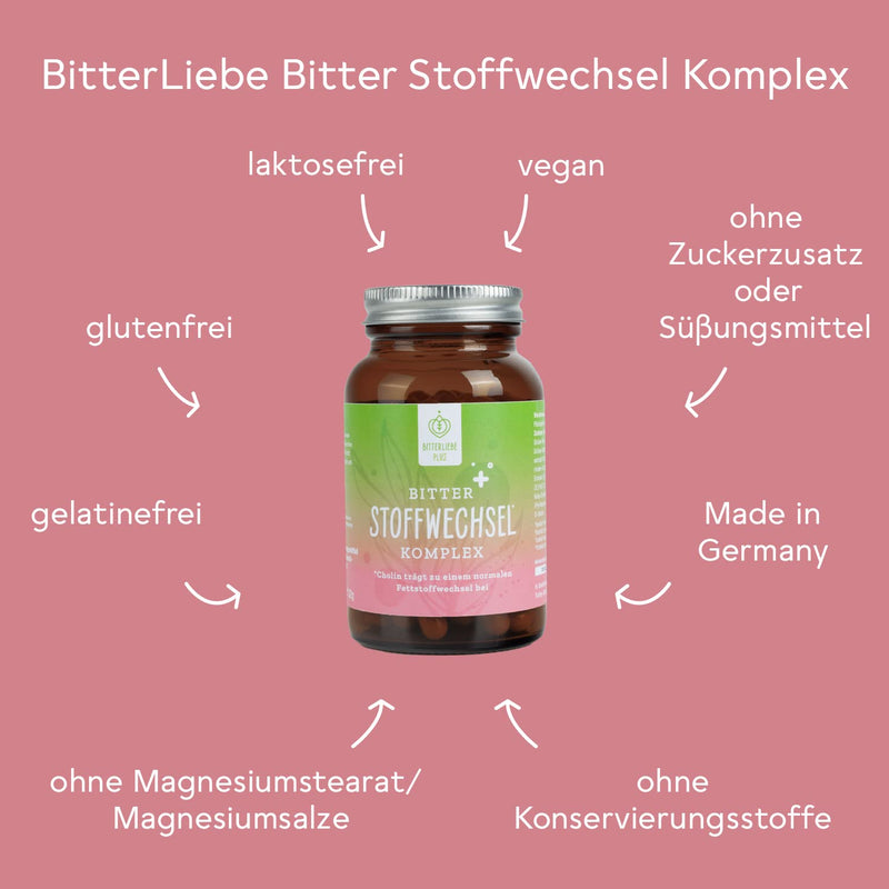 BitterLiebe® Plus Bitter Metabolism Complex Metabolism Tablets with Bitter Substances Pack of 90 with Choline and Zinc for Fat Metabolism - NewNest Australia