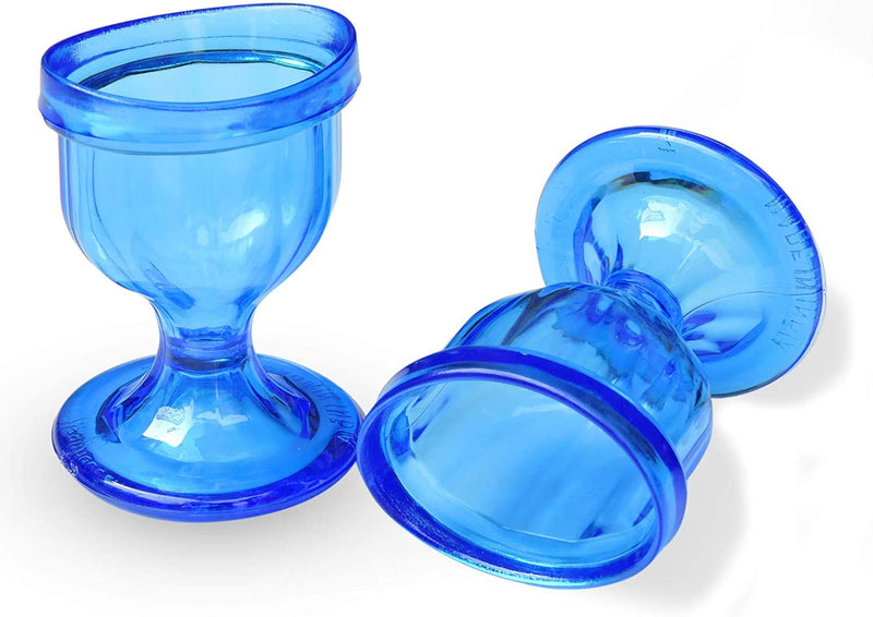 Blue Colored Eye Wash Cups for Effective Eye Cleansing - Eye Shaped Rim, Snug Fit (Set 2 Pcs.) - NewNest Australia