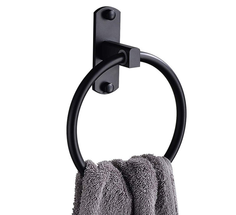 Black Towel Ring Bathroom Towel Ring Space Aluminum Steel Simple Round Towel Racks , Matte Black - NewNest Australia