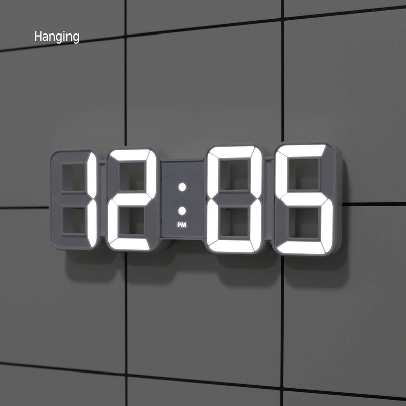 NewNest Australia - mooas Pure Mini White 3D LED Clock, Multi-Function LED Clock (Calendar, Alarm, Temperature) 