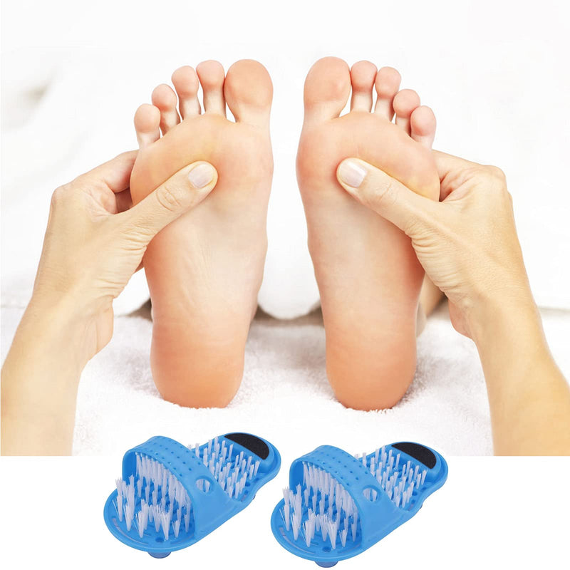 Bathroom Foot Cleaner,Tianher 2 Pcs Shower Foot Brush Cleaner Massager Slippers Scrubber Bathroom Washing Legs Sandal with Suction Cups Promotes Circulation Washer Bath Shoes for Feet Pumice Stone - NewNest Australia