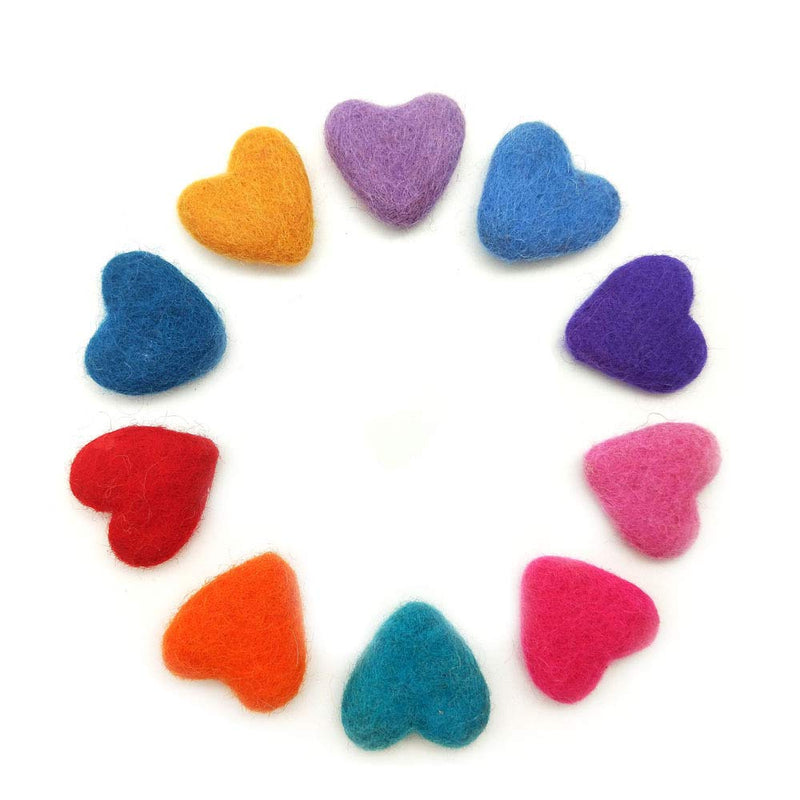 NewNest Australia - Heart Shape Felt Wool Beads Balls Pom Pom Handmade DIY for Craft Dream Catcher Baby Moile Pompom Home Decor Nursery Party Props (Red 30mm 10pcs) Red 30mm 10pcs 