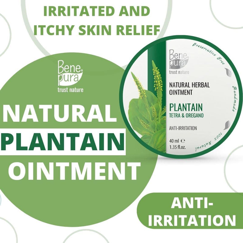 BenePura Plantain Ointment for Eczema Itch Relief Cream - Eczema Cream for Adults - Natural Anti Itch Cream for Humans - Heat Rash Cream for Adults - Itchy Skin Cream, Dermatitis Cream - 40 ml - NewNest Australia