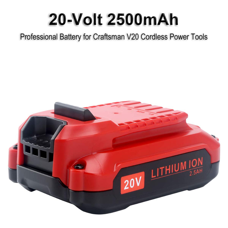 Biswaye 20V Battery CMCB202 Replacement for Craftsman V20 Lithium Ion Battery CMCB204 CMCB202 CMCB201 (Only for V20 Series) 20V Tools CMCS300B CMCG400B CMCB104 CMCK401D2 CMCCS620M1 - NewNest Australia