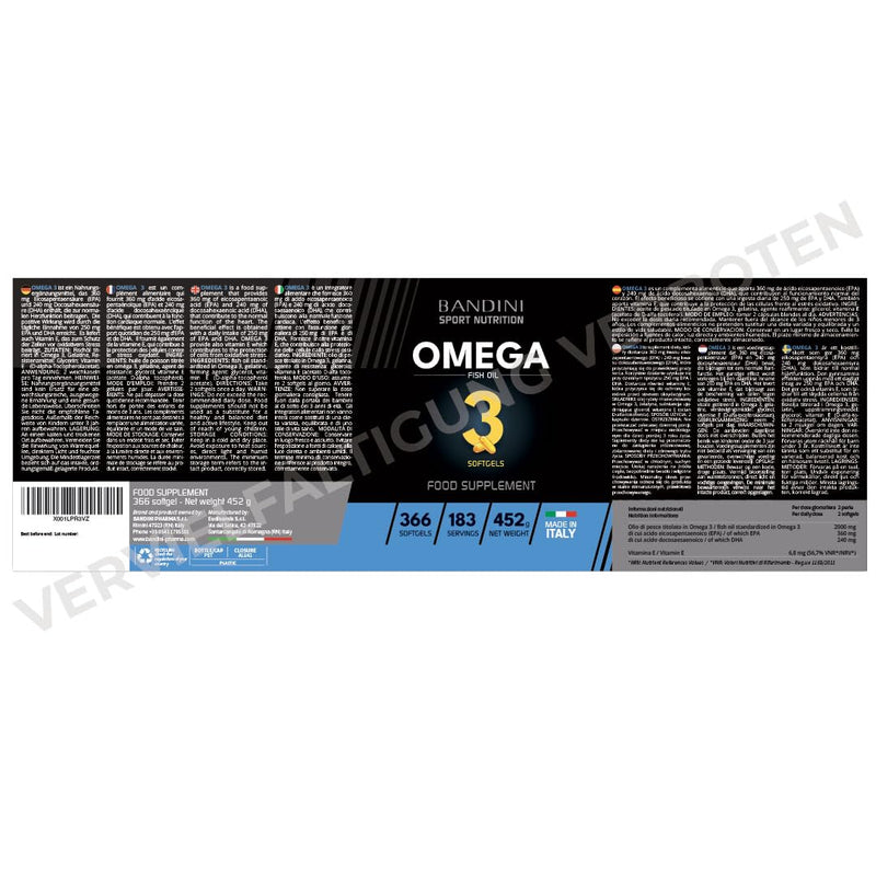 Bandini Omega 3 366 Capsules - 360 Mg Epa And 240 Mg Dha Per Daily Dose - Dietary Supplement Based On Pure Fish Oil Beads - Omega3 Per Capsules - High Dose Essential Omega-3 Fatty Acids - NewNest Australia