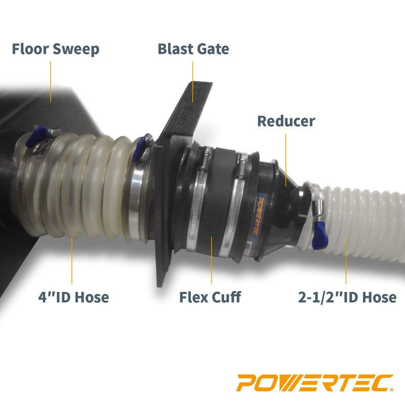 POWERTEC 70103V 21 in. Dust Collection Floor Sweep – Floor Mounted Blast Gate Attachment - NewNest Australia