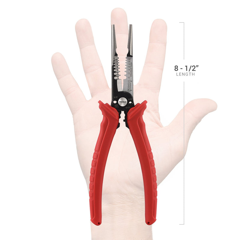 NEIKO 02038A 6-in-1 Wire Service Tool | 8-1/2" Length | Gripper, Crimper, Stripper, Cutter, Extractor, Electrician Plier - NewNest Australia