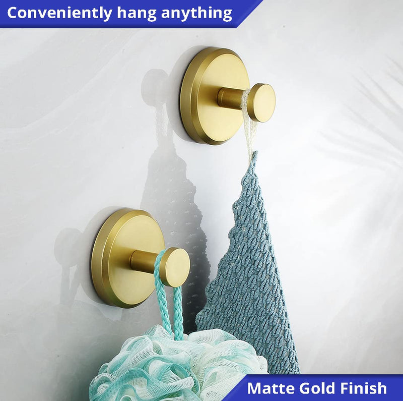 HOME SO Suction Cup Hooks for Shower, Bathroom, Kitchen, Glass Door, Mirror, Tile – Loofah, Towel, Coat, Bath Robe Hook Holder for Hanging up to 15 lbs – Waterproof, Matte Brushed Satin Gold (2-Pack) 2 Brushed Gold - NewNest Australia