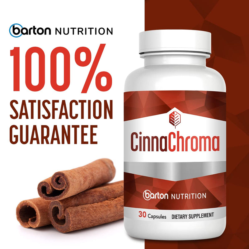 Barton Nutrition CinnaChroma Cinnamon Capsules - Cinnamon Extract Supplement with Chromium Picolinate and Vanadium - 30 Capsules - with VIT D3 and K2 to Support Metabolism and Cardiovascular Health - NewNest Australia