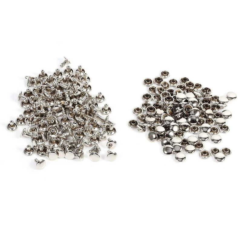 100 Sets 8mm x 8mm Double Round Cap Rivet Rapid Rivets Button Studs Punk Spike Repair Leathercraft DIY Decoration (8mm x 8mm, Silver) - NewNest Australia