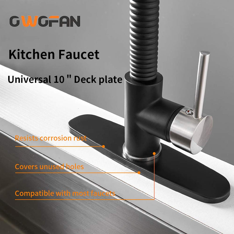 OWOFAN Hole Cover Deck Plate Escutcheon for Bathroom or Kitchen Sink Faucet Single Hole Mixer Tap, 10 Inch Stainless Steel Black WF-4102R - NewNest Australia