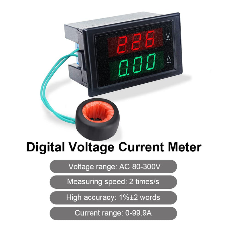 KETOTEK Volt Amp Meter Digital Voltmeter Ammeter AC 80V-300V 100A LED 2in1 Multimeter Panel Display Voltage Amperage Detector with Current Transformer 110V/220V V-A - NewNest Australia