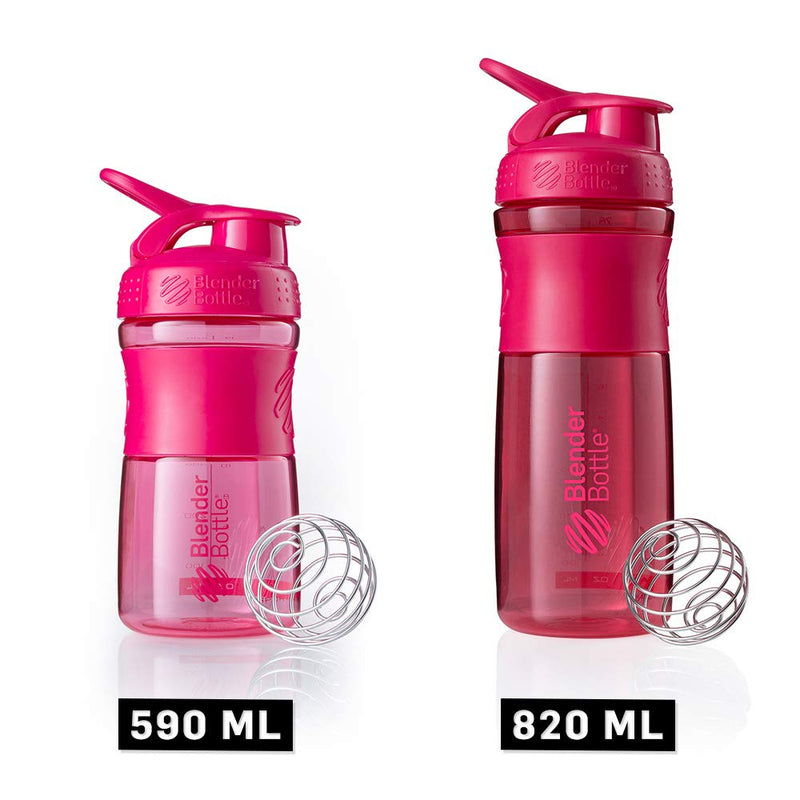 BlenderBottle sports mixer Tritan drinking bottle with BlenderBall, suitable as a protein shaker, protein shaker, water bottle or for fitness shakes, BPA free Pink Fashion 590 ml single - NewNest Australia