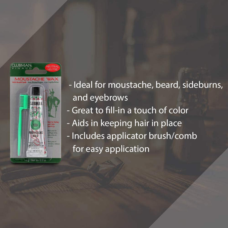 Clubman Pinaud Mustache Wax Hang Pack - Neutral - NewNest Australia