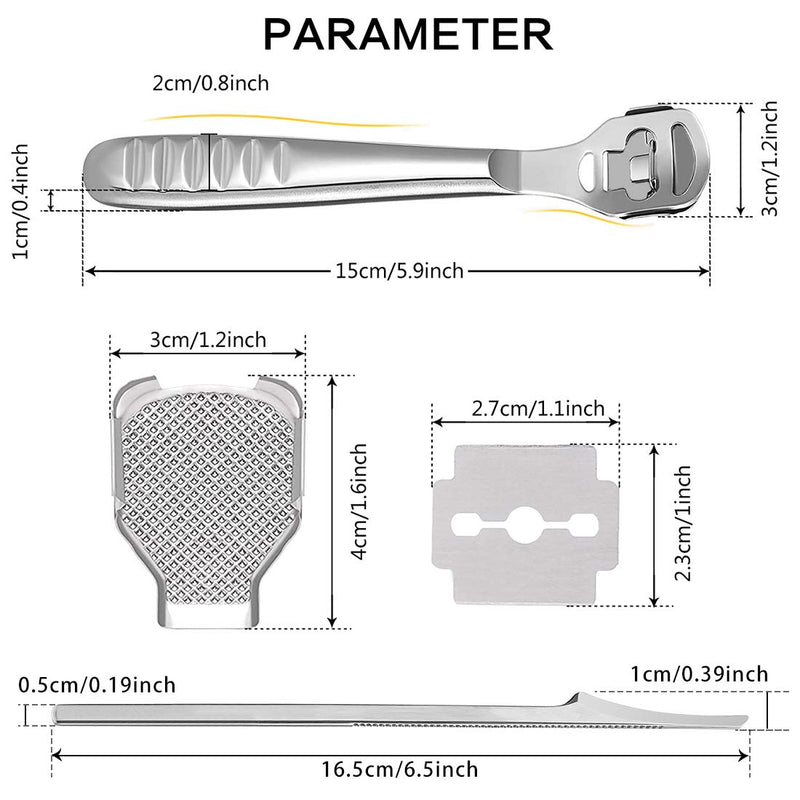 Foot File Set, Stainless Steel Foot Scraper Callus Remover Callus Shaver Sets Hard Skin Remover Foot Rasp Pedicure Kit Foot Care Tools for Dry Wet Foot Heel Callus, Dead, Cracked Skin, Sliver - NewNest Australia