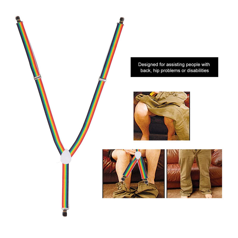 Pants Donning Aid, Dressing Aid Pants Wearing Aids Belt Pants Aid Helper Polyester Alloy Adjustable Length Dressing Aids Pants Wearing Tools for Disabled Elderly Senior Men and Women(rainbow stripes) rainbow stripes - NewNest Australia