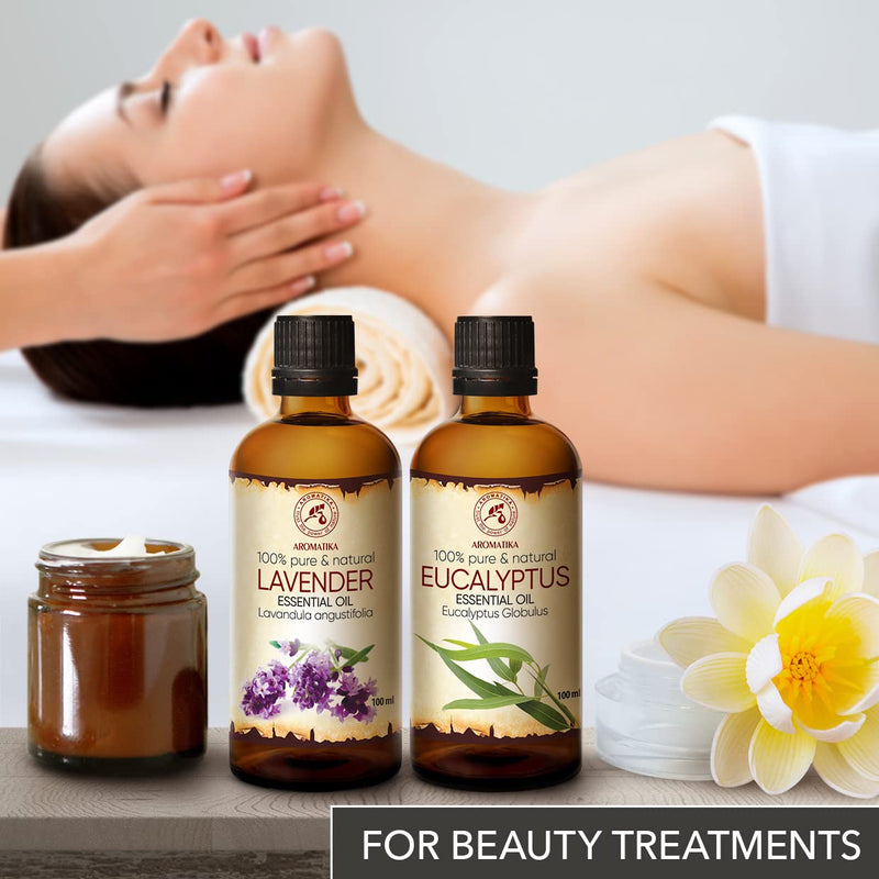 Essential Oils Set 2 X 100 Ml - Lavender Oil And Eucalyptus Oil - Aromatherapy Essential Oils For Diffusers And Oil Burners - Eucalyptus Oil For Scented Candles And Soaps - Lavender Oil For Skin And - NewNest Australia