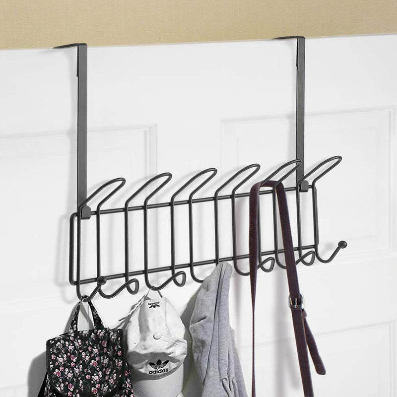 NewNest Australia - Minggoo Coat Rack Wall Mounted Hook Rack Over The Door Hook Organizer 13 Hooks, Heavy-Duty Iron Wire Black Metal 