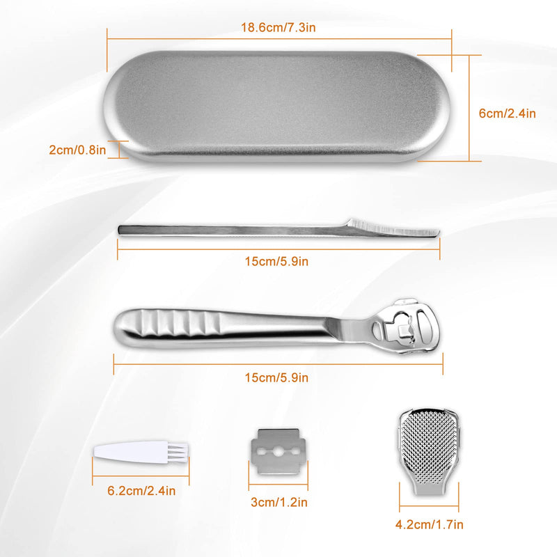 Callus Slicer Foot Scraper - Foot File Callus Remover Feet Callus Razor - Stainless Steel Foot Rasp Hard Skin Heel Callus Removal Pedicure Set For Hand Feet Foot Care With 10 Replacement Blades Silver - NewNest Australia