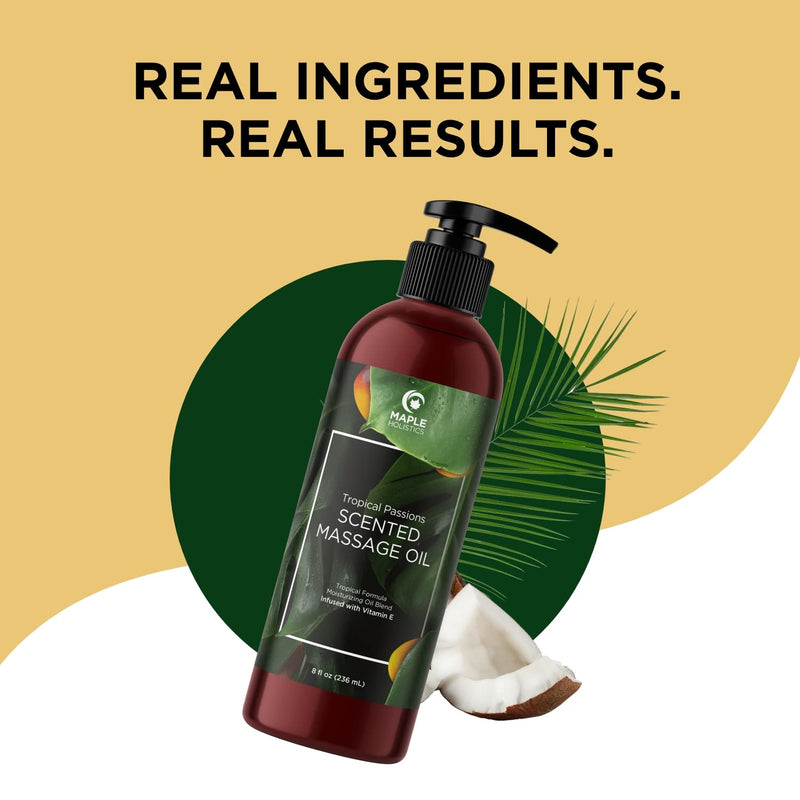 Tropical Sensual Massage Oil for Couples - Exotic Full Body Massage Oil - Relaxing and Moisturizing Body Oil for Men and Women Featuring Natural Aromatic Oils for Romantic Gifts for Her and Him - NewNest Australia