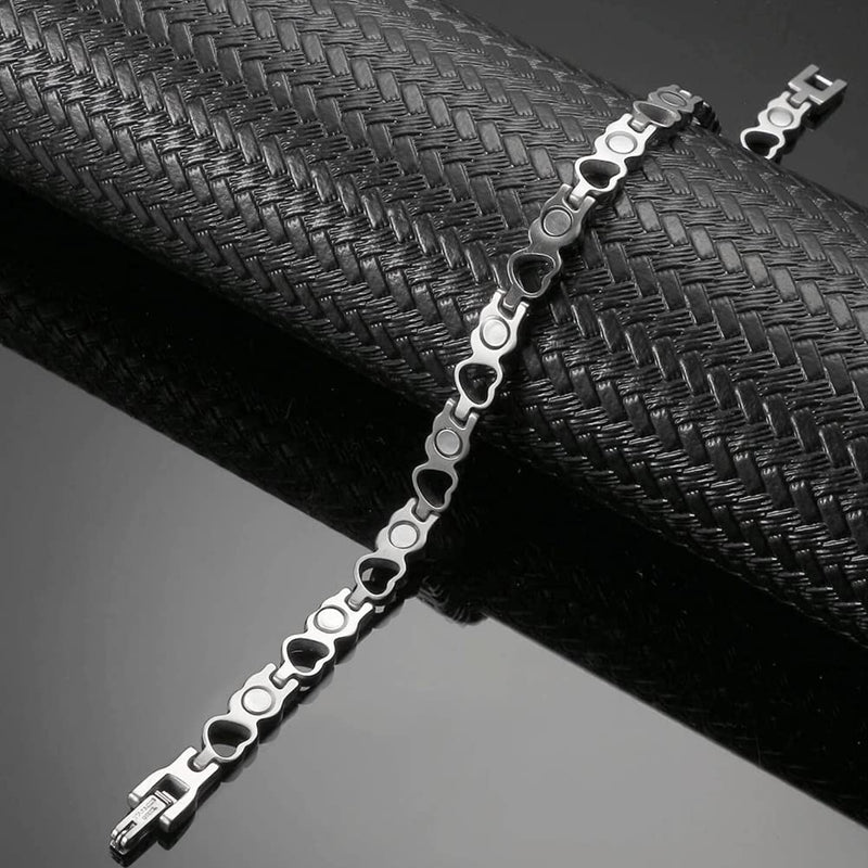 Vicmag 2PCS Titanium Steel Magnetic Bracelets for Women with Ultra Strength 3500 Gauss Magnets, Neat and Sparkly Crystal Love Style Design, Gift Box with Adjustment Tool (Crystal Silver) Crystal Silver - NewNest Australia
