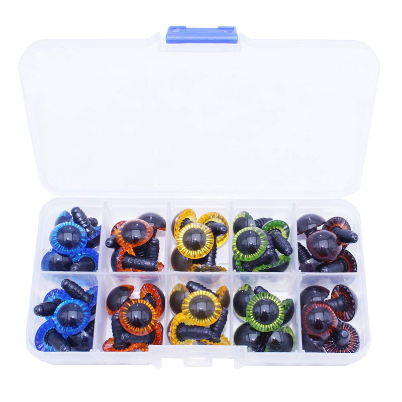 ARTCXC 50Pcs 15mm 5Colors Plastic Safety Eyes Craft Eyes with Washers for Doll, Puppet, Plush Animal DIY Making - NewNest Australia