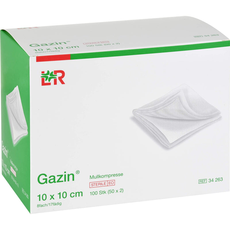 Gazin, gauze compresses 10 cm x 10 cm sterile 8-fold 50x2 300 g, white, 100 pieces, (pack of 50) 100 pieces (pack of 50) - NewNest Australia
