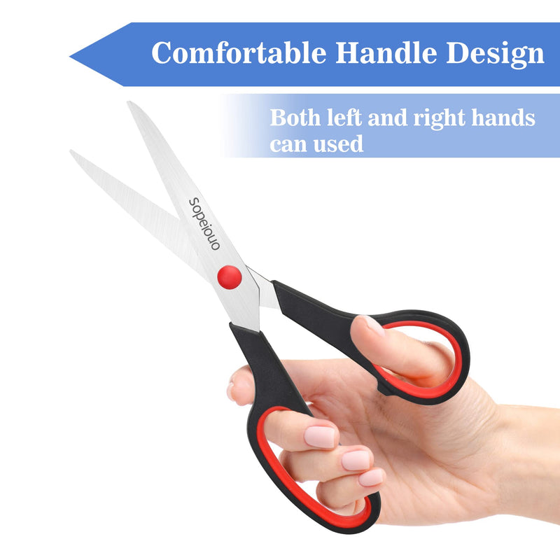 Scissors Set of 6-Pack, 8" Scissors All Purpose Comfort-Grip Handles Sharp Scissors for Office Home School Craft Sewing Fabric Supplies, High/Middle School Student Teacher Scissor, Right/Left Handed - NewNest Australia