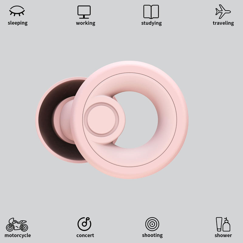 JAYINE Earplugs for Sleeping, Reusable Soft Silicone Earplugs, Hearing Protection Sleeping Earplugs SNR 30dB for Snoring, Work, Study and Travel, XS/S/M/L - Pink - NewNest Australia